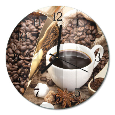 Ceas perete din sticlă rotund Cafea
