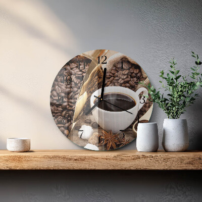 Ceas perete din sticlă rotund Cafea
