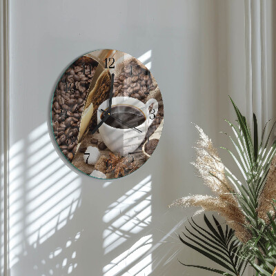 Ceas perete din sticlă rotund Cafea
