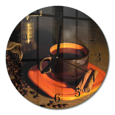 Ceas perete din sticlă rotund Cafea