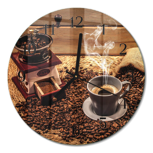 Ceas perete din sticlă rotund boabe de cafea