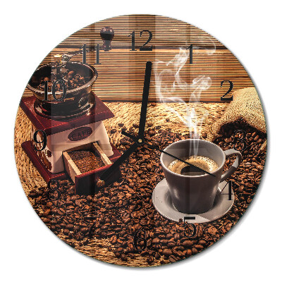 Ceas perete din sticlă rotund boabe de cafea