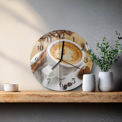 Ceas perete din sticlă rotund Cafea