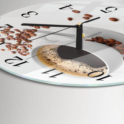 Ceas perete din sticlă rotund Cafea