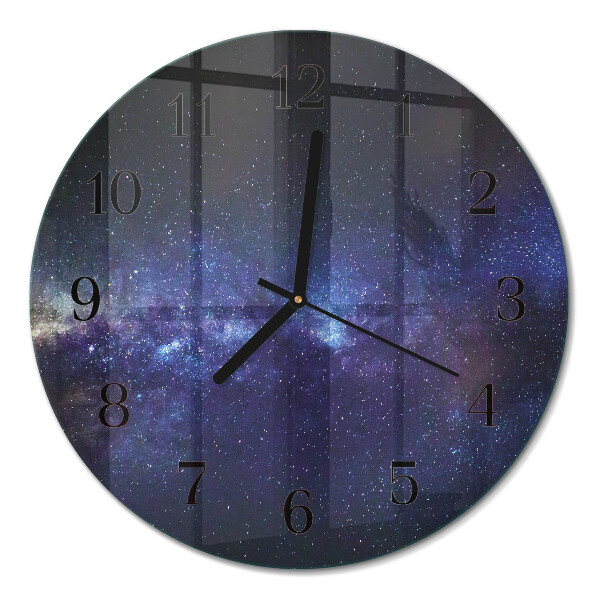 Ceas perete din sticlă rotund Galaxie