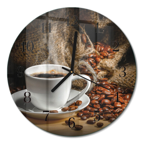 Ceas perete din sticlă rotund Cafea