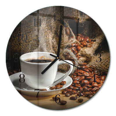 Ceas perete din sticlă rotund Cafea