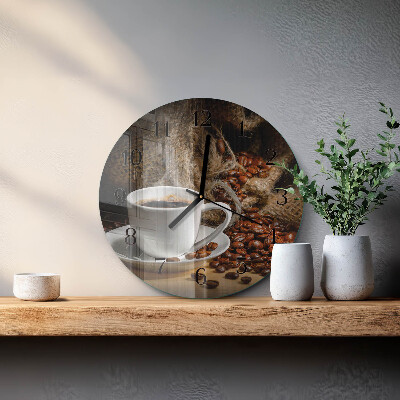 Ceas perete din sticlă rotund Cafea