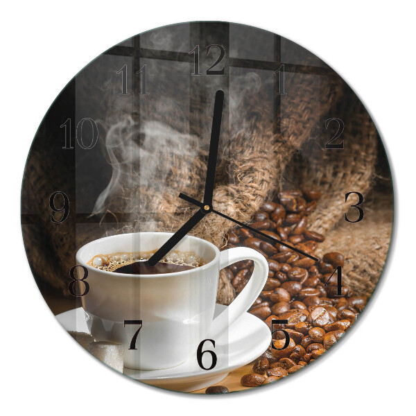 Ceas perete din sticlă rotund Cafea