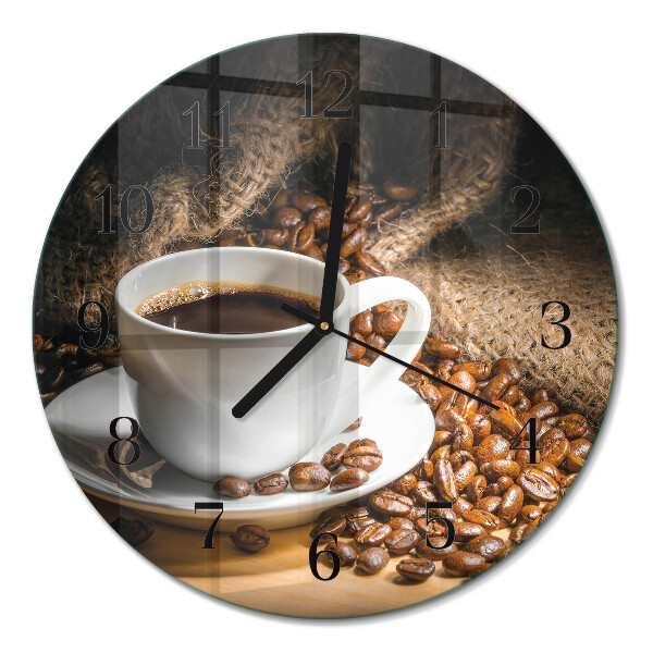 Ceas perete din sticlă rotund Cafea