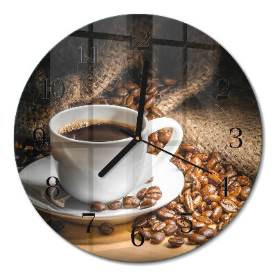 Ceas perete din sticlă rotund Cafea