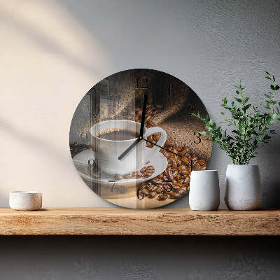Ceas perete din sticlă rotund Cafea