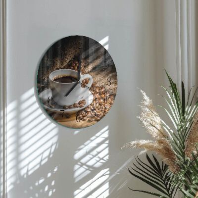 Ceas perete din sticlă rotund Cafea