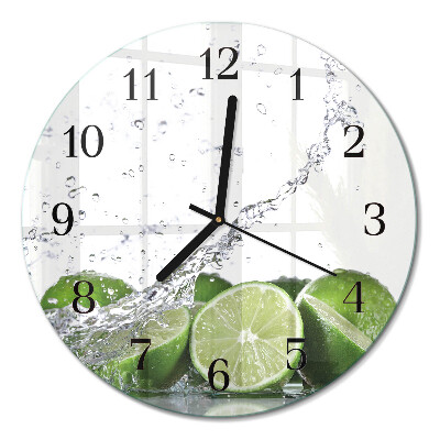 Ceas perete din sticlă rotund Lime