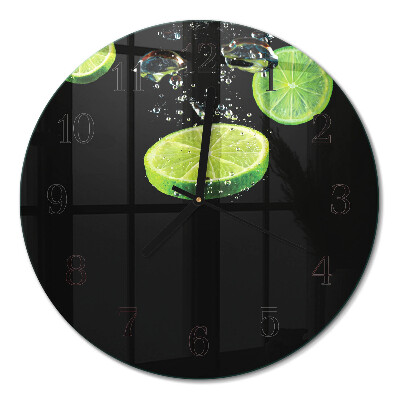 Ceas perete din sticlă rotund Lime