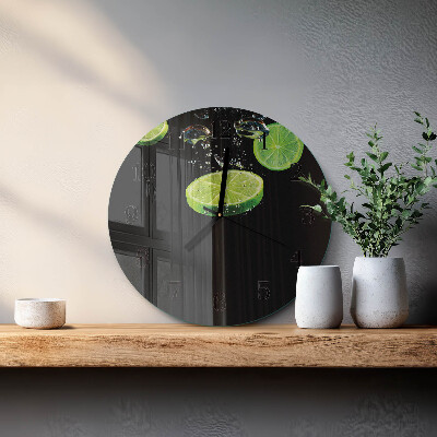 Ceas perete din sticlă rotund Lime