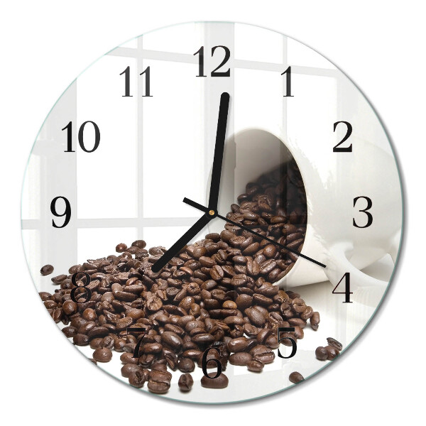 Ceas perete din sticlă rotund O ceașcă de cafea