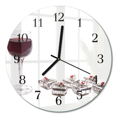 Ceas perete din sticlă rotund Un pahar de vin