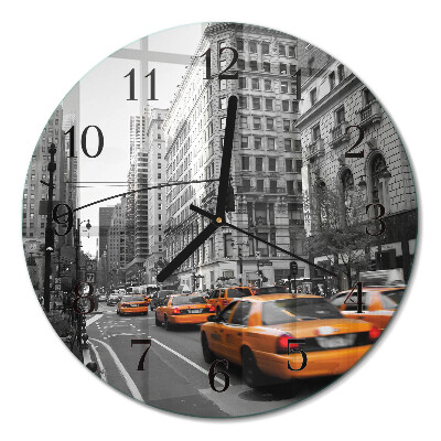 Ceas perete din sticlă rotund Taxi din New York