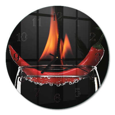 Ceas perete din sticlă rotund Chili picant