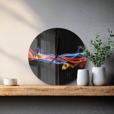 Ceas perete din sticlă rotund Fum abstract