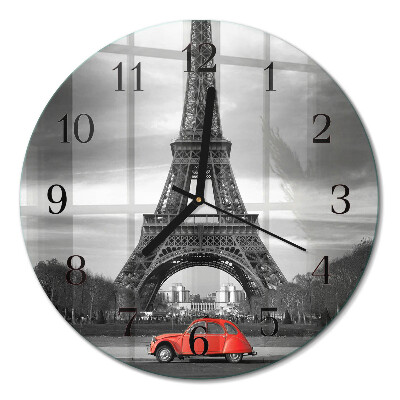 Ceas perete din sticlă rotund Mașină Turnul Eiffel