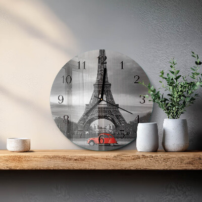 Ceas perete din sticlă rotund Mașină Turnul Eiffel