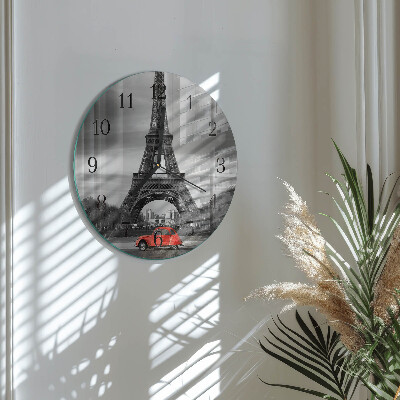 Ceas perete din sticlă rotund Mașină Turnul Eiffel