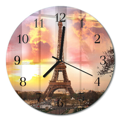 Ceas perete din sticlă rotund Turnul Eiffel din Paris