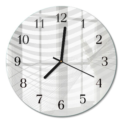Ceas perete din sticlă rotund Linii abstracte