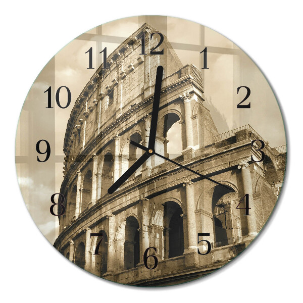 Ceas perete din sticlă rotund Colosseumul în sepia