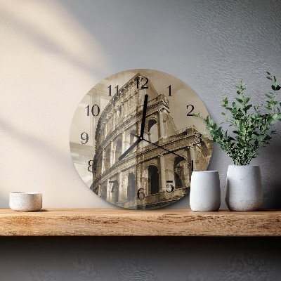 Ceas perete din sticlă rotund Colosseumul în sepia