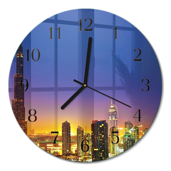 Ceas perete din sticlă rotund Orizontul Dubaiului