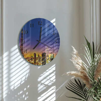 Ceas perete din sticlă rotund Orizontul Dubaiului