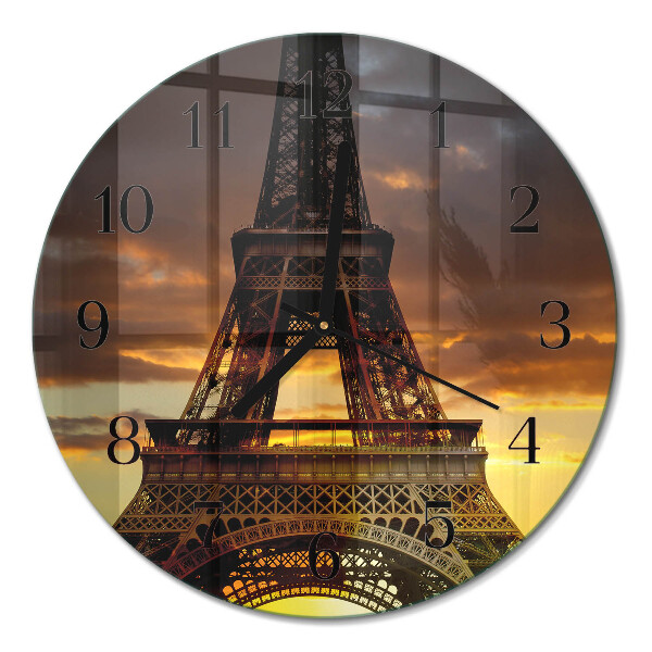 Ceas perete din sticlă rotund Turnul Eiffel din Paris