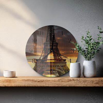 Ceas perete din sticlă rotund Turnul Eiffel din Paris