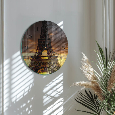 Ceas perete din sticlă rotund Turnul Eiffel din Paris