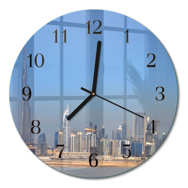 Ceas perete din sticlă rotund Orizontul Dubaiului