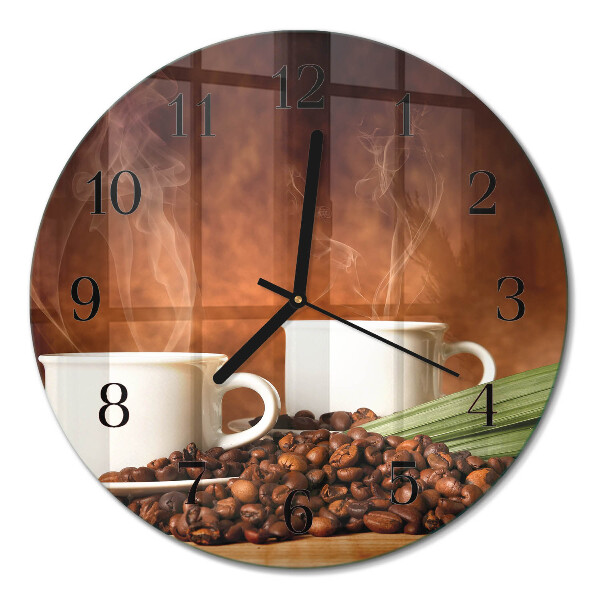 Ceas perete din sticlă rotund Cești de cafea