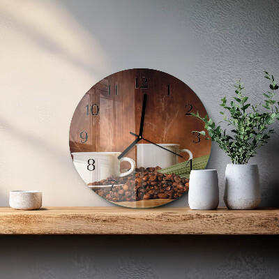 Ceas perete din sticlă rotund Cești de cafea