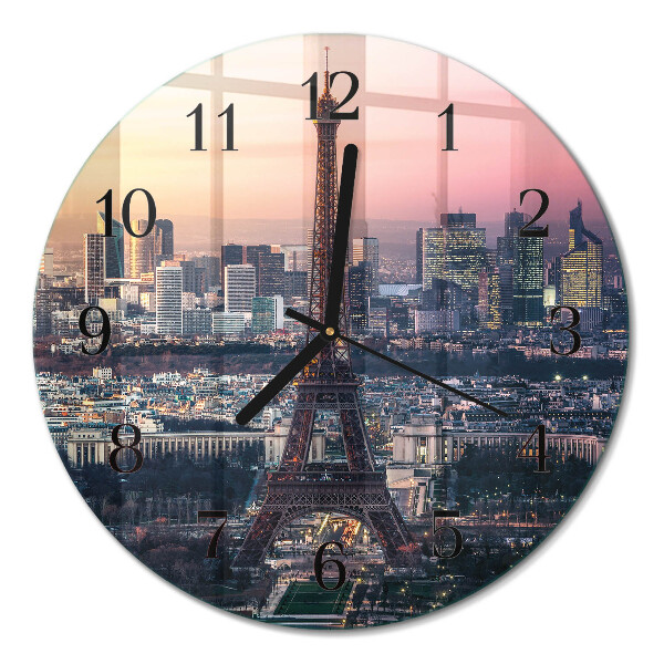 Ceas perete din sticlă rotund Turnul Eiffel din Paris