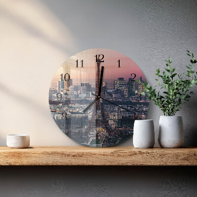 Ceas perete din sticlă rotund Turnul Eiffel din Paris