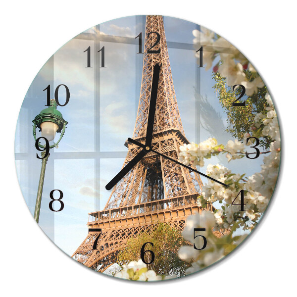 Ceas perete din sticlă rotund Turnul Eiffel din Paris
