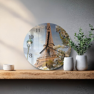 Ceas perete din sticlă rotund Turnul Eiffel din Paris