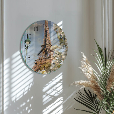 Ceas perete din sticlă rotund Turnul Eiffel din Paris