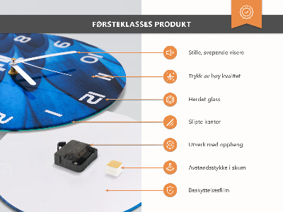 Ceas perete din sticlă rotund Orhidee