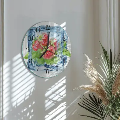 Ceas perete din sticlă rotund Înghețată de căpșuni