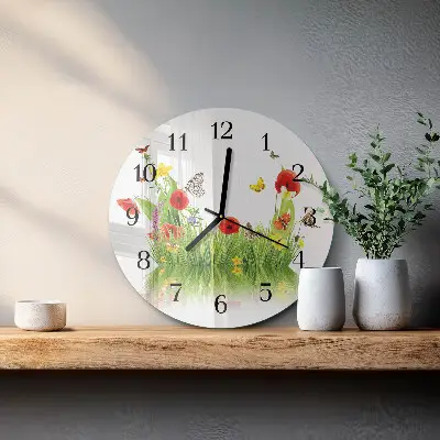Ceas perete din sticlă rotund Luncă
