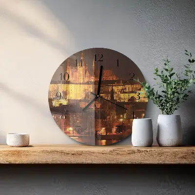 Ceas perete din sticlă rotund Praga