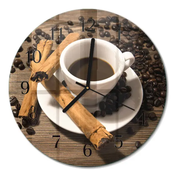 Ceas perete din sticlă rotund Cafea cu scorțișoară